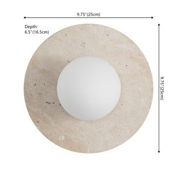 Tivoli 12" Modern Minimalist 1-Light Ovoid Travertine LED Wall Sconce